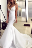 Spaghetti Straps Mermaid Wedding Dress With Appliques Sexy Backless Bridal STAPGZT9APS
