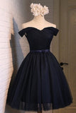 Off The Shoulder A Line Homecoming Dresses Tulle With Ruffles And