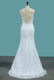 Mermaid Wedding Dresses Tulle Scoop With AppliqueCourt