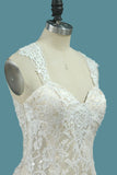 Spaghetti Straps Lace Mermaid Wedding Dresses With