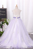 Ball Gown Scoop Tulle Flower Girl Dresses With Sash/Belt