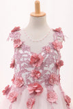 Scoop A Line Tulle Flower Girl Dresses With Applique And