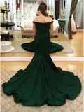 2024 Charming Off-the-Shoulder Green Mermaid Sweetheart Beads Prom Dresses