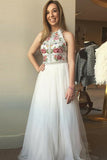 Beautiful 2 Pieces Elegant Ivory Embroidery Prom Dresses Party