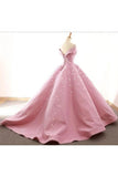 Ball Gown Off The Shoulder Satin Prom Dress With Appliques Long Quinceanera STAPDJZ6JB1