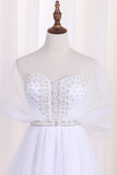 Tulle A Line Sweetheart Beaded Bodice Wedding Dresses