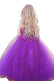 Princess Purple Ball Gown Square Neck Layers Tulle Flower Girl Dresses, Bowknot Baby Dresses STA15304