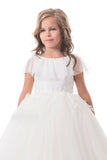 Open Back Scoop Tulle With Applique Ball Gown Flower Girl