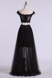 Two Pieces Prom Dresses Tulle A Line With