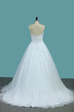 Sweetheart A Line Tulle Wedding Dresses Beaded