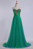 Sweetheart Prom Dresses Empire Waist Floor Length With Beading/Sequins