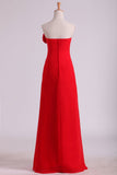 New Arrival Bridemaid Dress Strapless Chiffon With Ruffles Floor Length