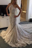 Halter Mermaid Lace Sleeveless Wedding Dress With STAP8XSP72Y
