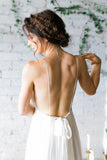 Sexy Open Back Spaghetti Straps Wedding Dresses A Line Ruched
