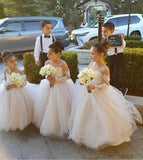 Ball Gown Long Sleeve Tulle Appliques Flower Girl Dresses with Bowknot, Baby Dresses STA15560