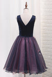 Organza A-Line V Neck Homecoming Dresses With