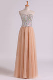 Sweetheart A-Line Prom Gown With Colorful Rhinestone Beaded Bodice