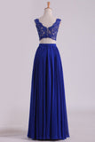 Two-Piece Straps Chiffon With Applique And Beads Prom