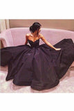 New Arrival Satin Sweetheart A Line Prom Dresses Satin Sweep