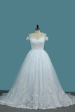 Off The Shoulder A Line Wedding Dresses Tulle With Applique