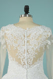 Wedding Dresses Scoop Long Sleeves A Line Tulle With