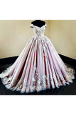 Tulle Off The Shoulder Prom Dresses With Applique Ball Gown