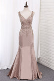 New Arrival Evening Dresses V Neck Satin With Beading