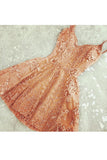 Homecoming Dresses A Line Spaghetti Straps Tulle With Beads And