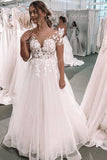Elegant Ball Gown Ivory Tulle Wedding Dresses With Appliques Wedding STAPTHY1X6A