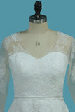 V Neck 3/4 Length Sleeves Chiffon Wedding Dresses With Applique A