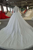 Ball Gown Wedding Dresses High Neck Long Sleeves Royal Train Tulle