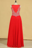Red Plus Size V Neck Beaded Bodice Chiffon & Tulle A Line Prom
