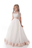 Flower Girl Dresses A Line Scoop Beaded Bodice Tulle With