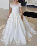 Lovely Cap Sleeves Appliques Ball Gown Little Flower Girl Dress, Off the Shoulder Baby Dress STA15257