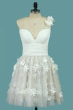 Homecoming Dresses One Shoulder Tulle With Applique And Ruffles Knee