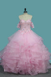 Tulle Ball Gown Sweetheart Quinceanera Dresses With Applique