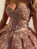 Rosewood Sequins Ball Gown Sweetheart Strapless Quinceanera Dresses with STA20433