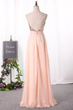New Arrival Sexy Spaghetti Straps Prom Dresses A Line Chiffon With Slit