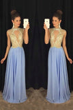High Neck Prom Dresses A Line Chiffon With