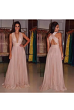 Evening Dresses V Neck Open Back Chiffon With Ruffles A