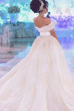 Off The Shoulder Wedding Dresses Sheath Tulle With Applique And