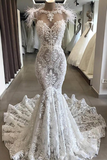 Luxury Lace Mermaid Wedding Dress With Train Sexy Open Back Pearls Wedding STAPE5AS8YA