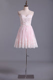Sweetheart A-Line Homecoming Dresses Tulle With Applique &
