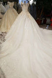 Champagne Wedding Gown Off The Shoulder Satin And Lace Royal