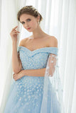 Off The Shoulder Prom Dresses Tulle With Handmade Flowers A