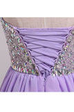 Homecoming Dresses A Line Short/Mini Sweetheart Chiffon With Beads Color Lilac