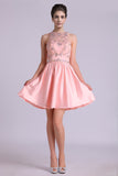 Scoop A Line Homecoming Dresses Satin