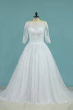 2024 Mid-Length Sleeves Baot Neck Wedding Dresses A Line With PCD5LARC