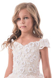 Flower Girl Dresses Off The Shoulder Tulle With Applique A