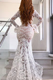 Long Sleeves Mermaid Lace V Neck Wedding Dresses with Slit, Wedding STA20423